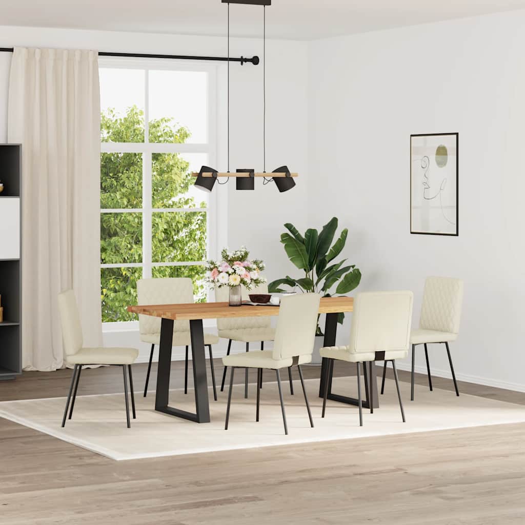 Chaises à manger lot de 6 crème similicuir