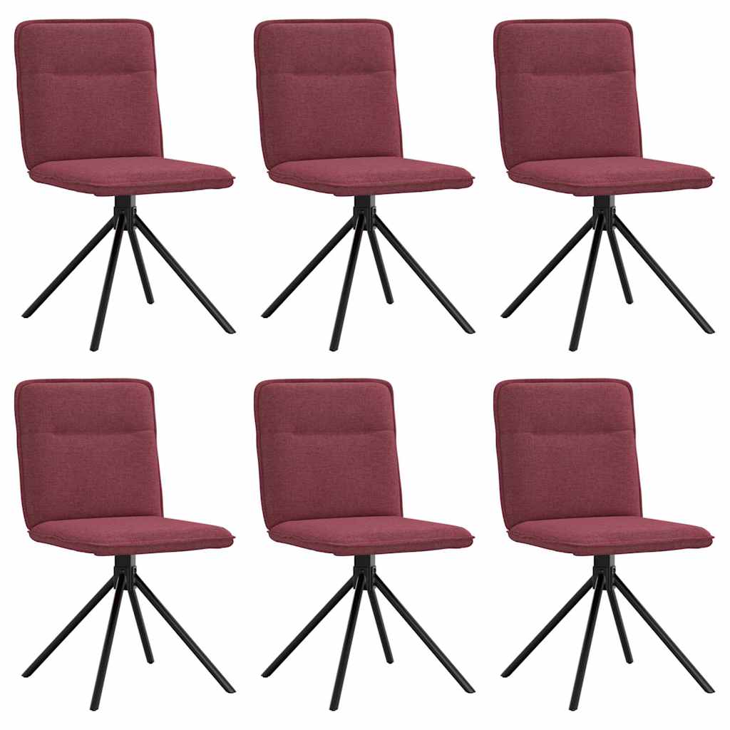 Chaises à manger lot de 6 rouge bordeaux tissu