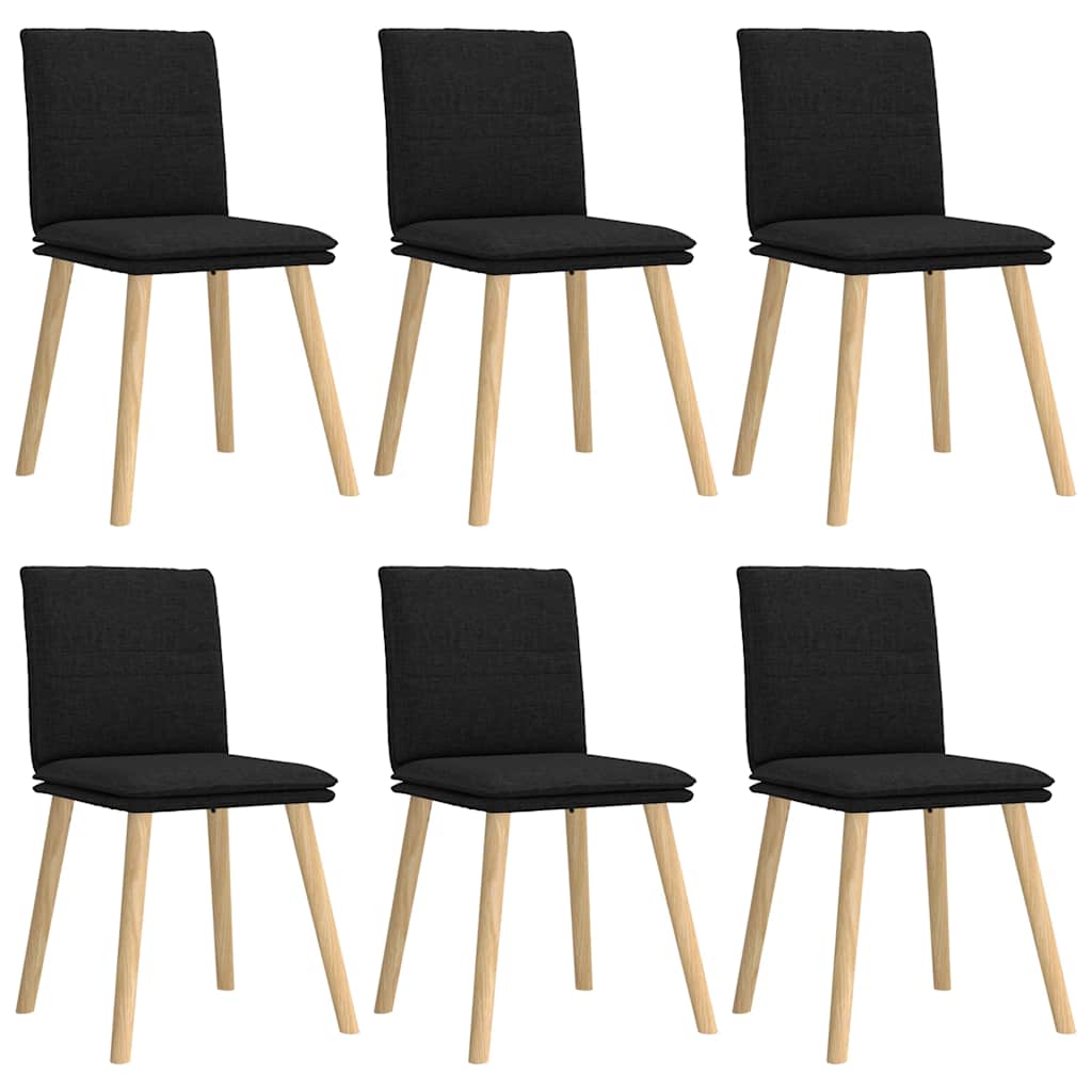 Chaises à manger lot de 6 noir tissu