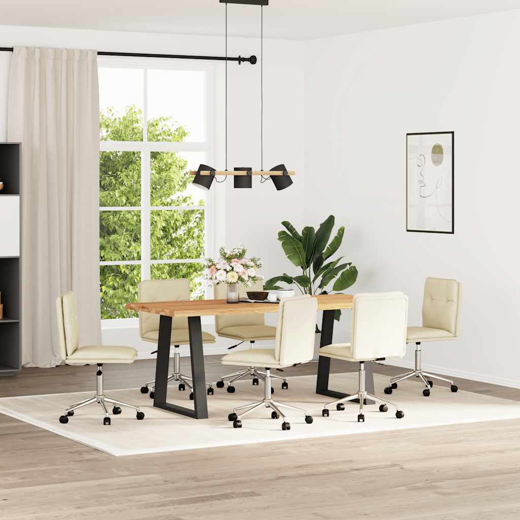 Chaises à manger lot de 6 crème similicuir