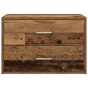 Armoire avec 2 tiroirs vieux bois 60x31x40 cm bois d'ingénierie