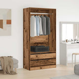 Garde-robe vieux bois 100x50x200 cm bois d'ingénierie