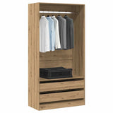 Garde-robe chêne artisanal 100x50x200 cm bois d'ingénierie