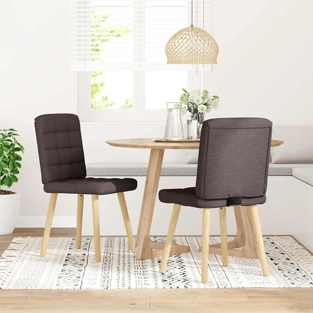 Chaises à manger lot de 2 marron foncé tissu