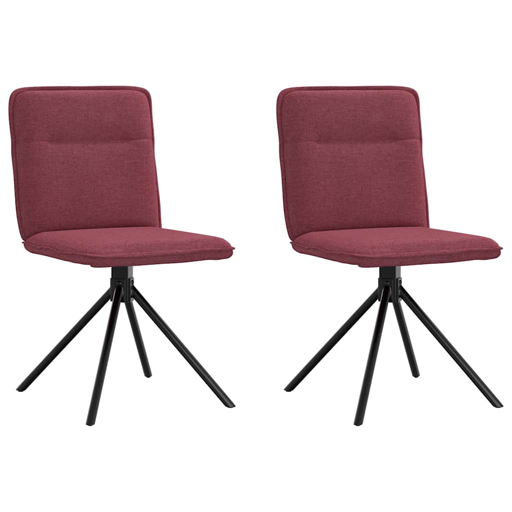 Chaises à manger lot de 2 rouge bordeaux tissu