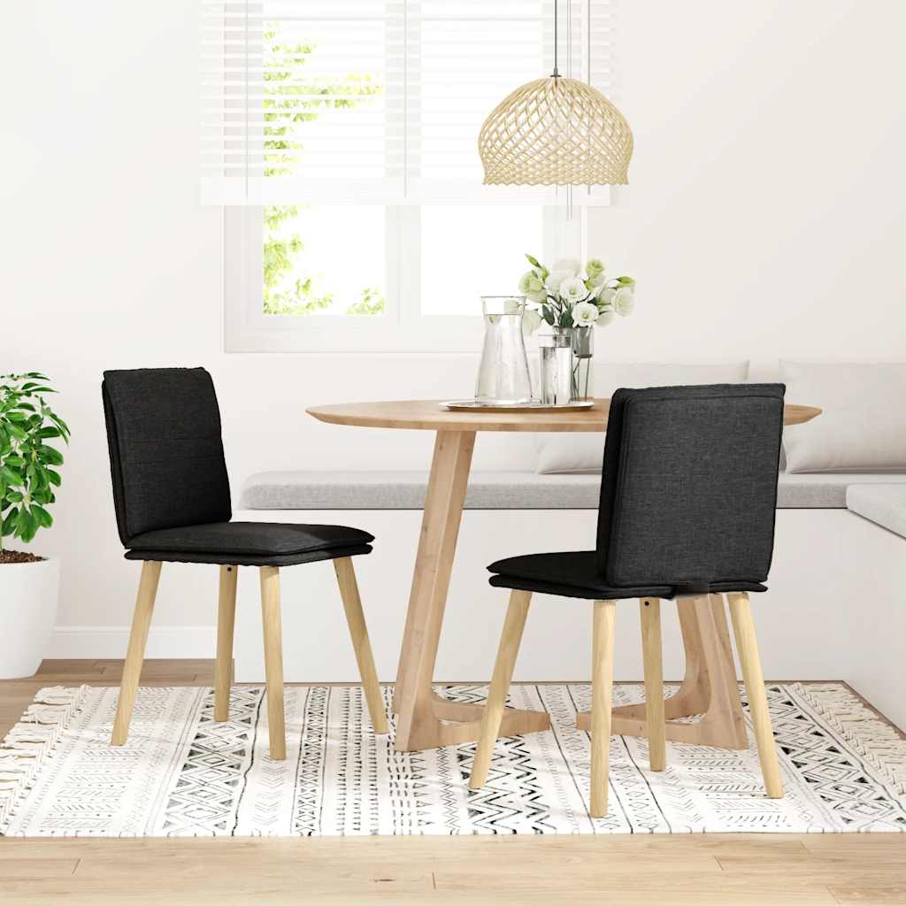 Chaises à manger lot de 2 noir tissu