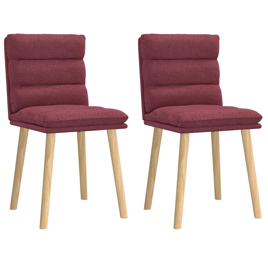 Chaises à manger lot de 2 rouge bordeaux tissu