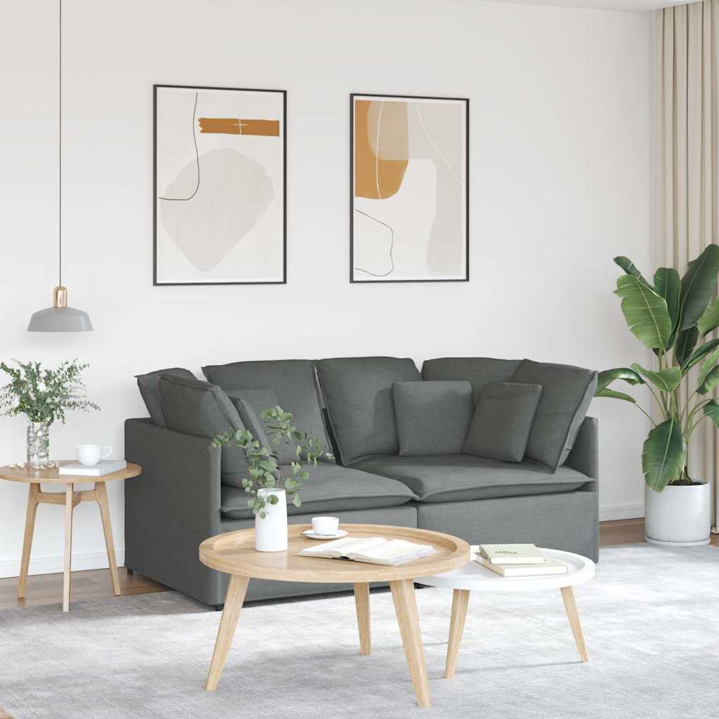 Canapé modulaire avec coussins en tissu gris foncé