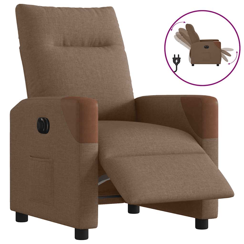 Fauteuil inclinable électrique Marron Tissu