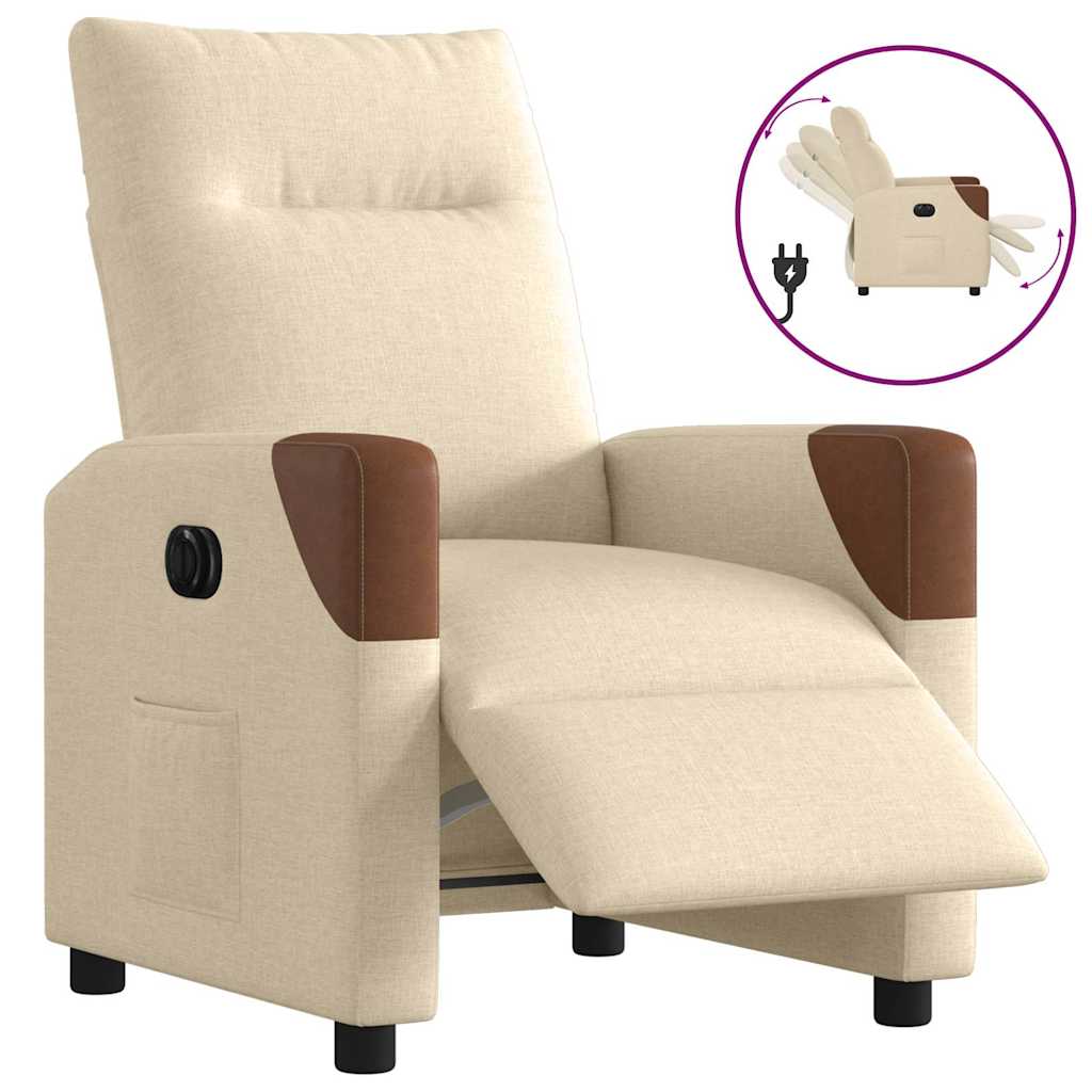 Fauteuil inclinable électrique Crème Tissu