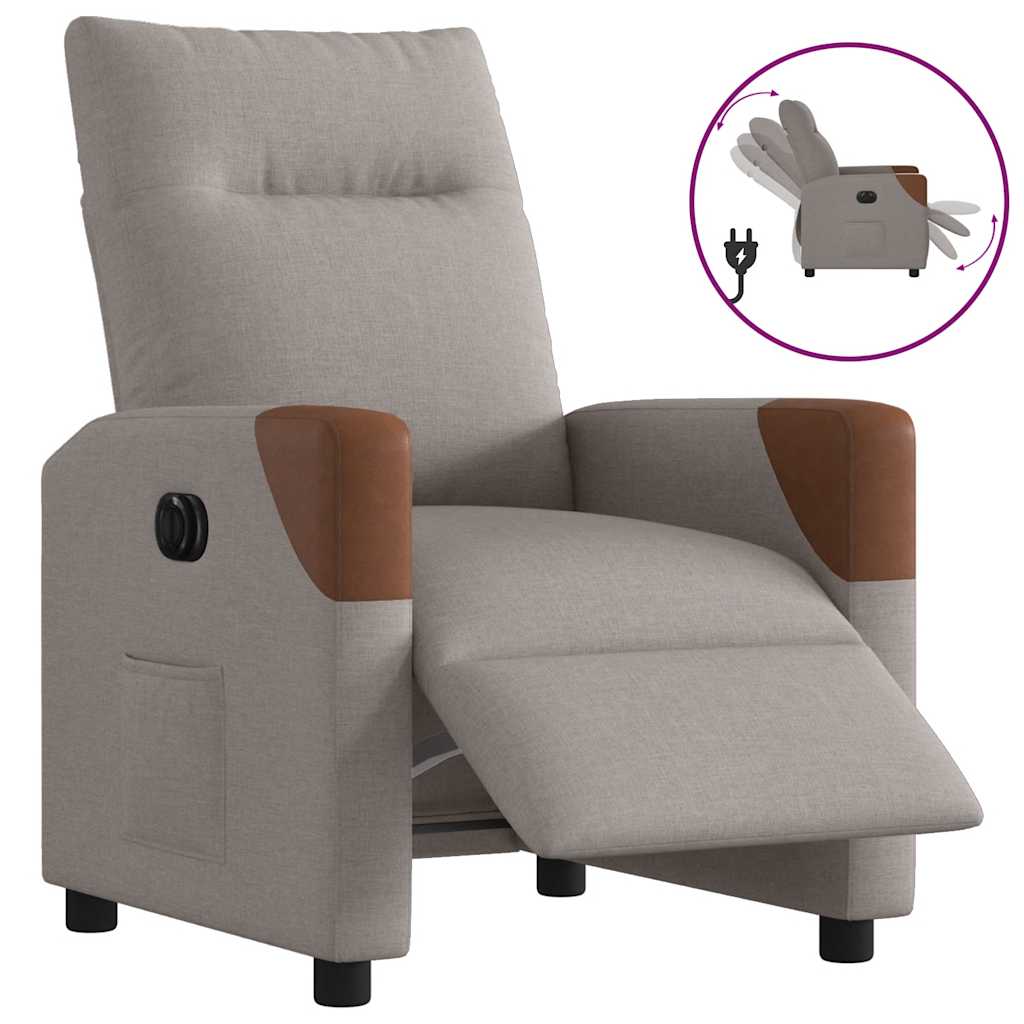 Fauteuil inclinable électrique Taupe Tissu