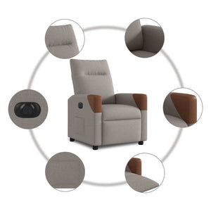 Fauteuil inclinable électrique Taupe Tissu
