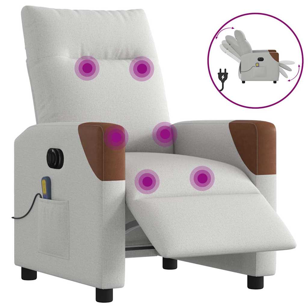 Fauteuil de massage inclinable électrique gris nuage tissu