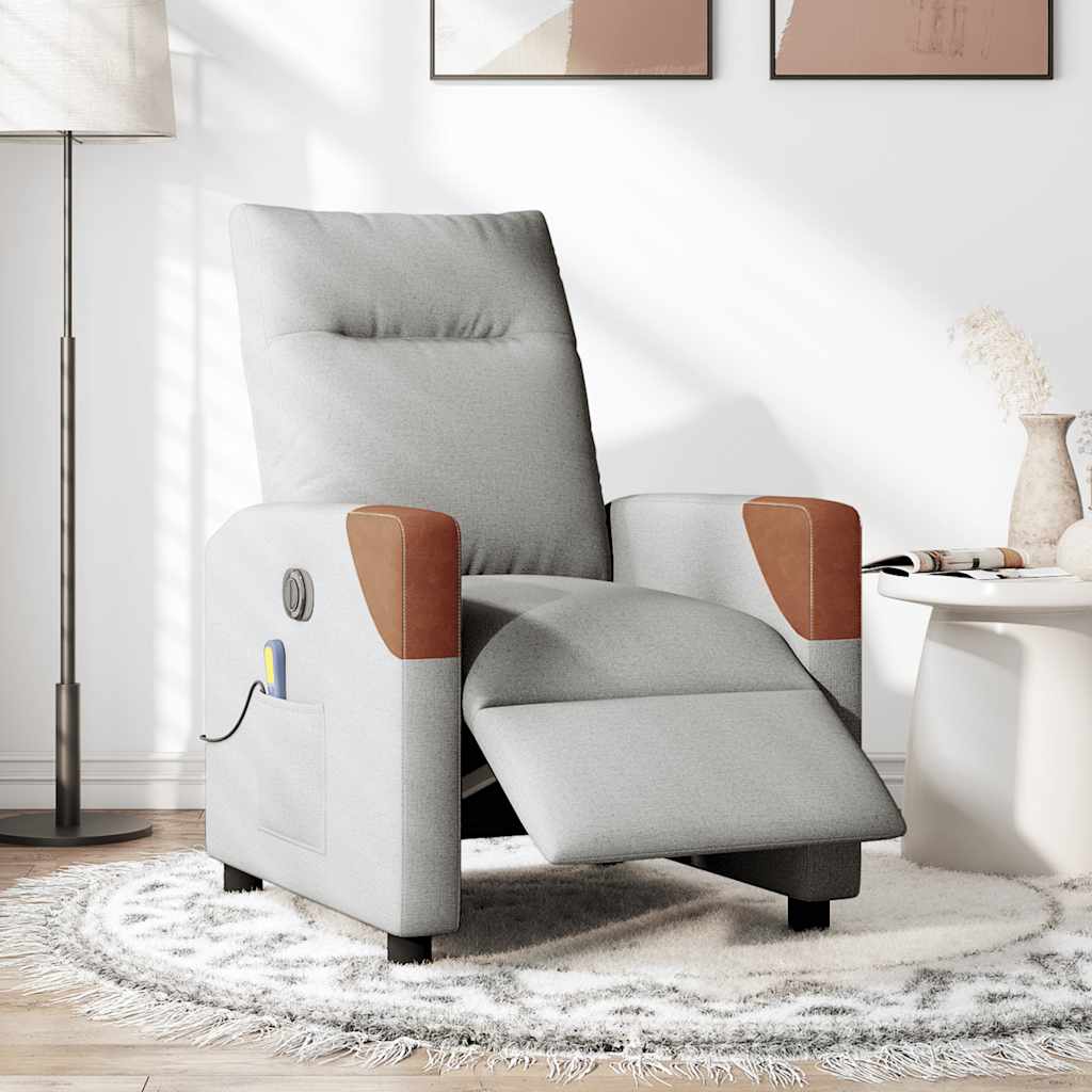 Fauteuil de massage inclinable électrique gris nuage tissu