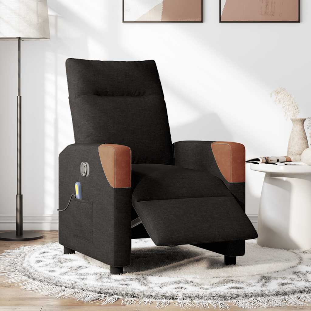 Fauteuil de massage inclinable électrique Noir Tissu