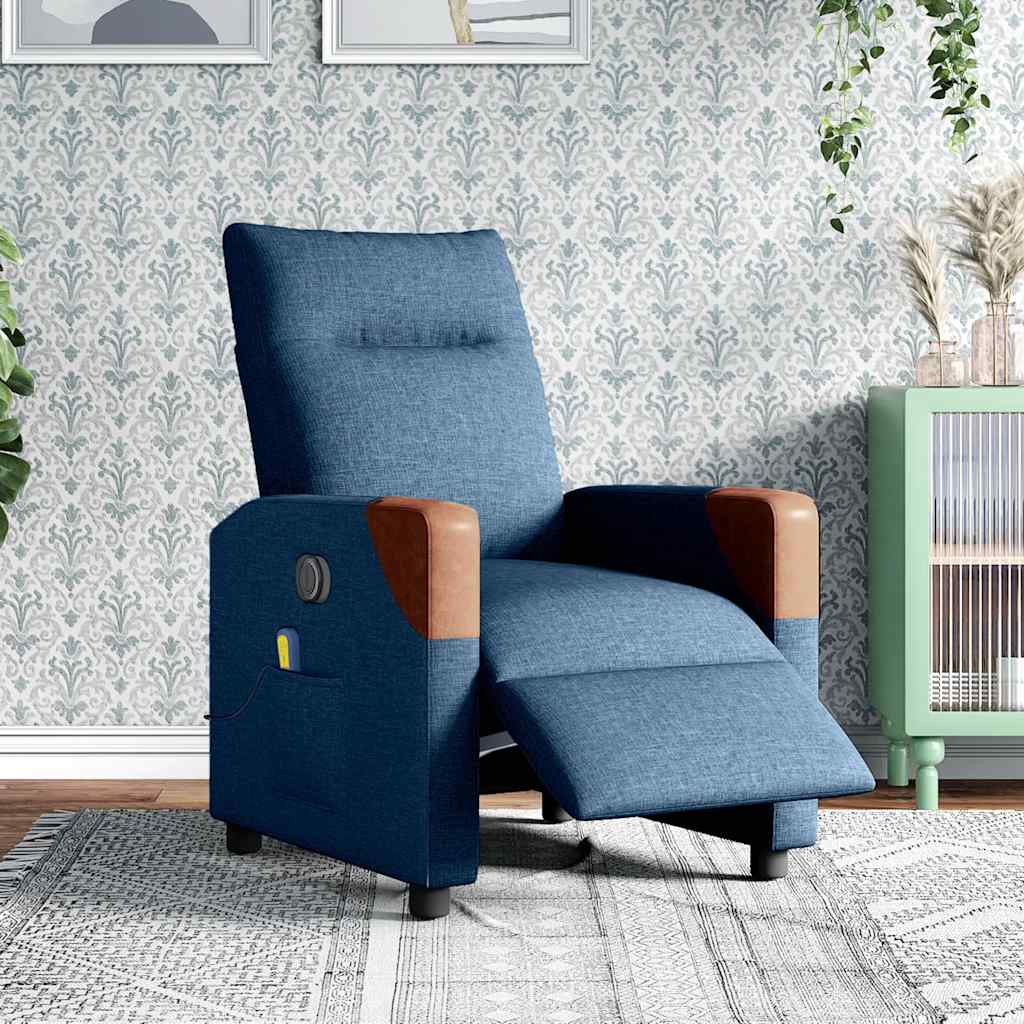 Fauteuil inclinable de massage électrique Bleu Tissu