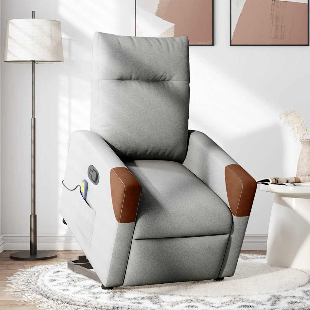 Fauteuil de massage inclinable gris nuage tissu