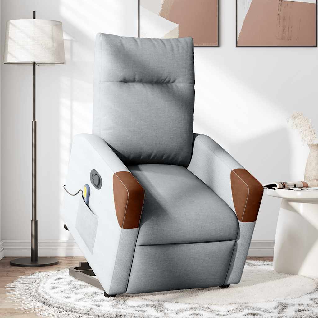 Fauteuil de massage inclinable Gris clair Tissu