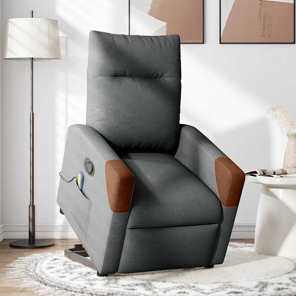 Fauteuil de massage inclinable Gris foncé Tissu