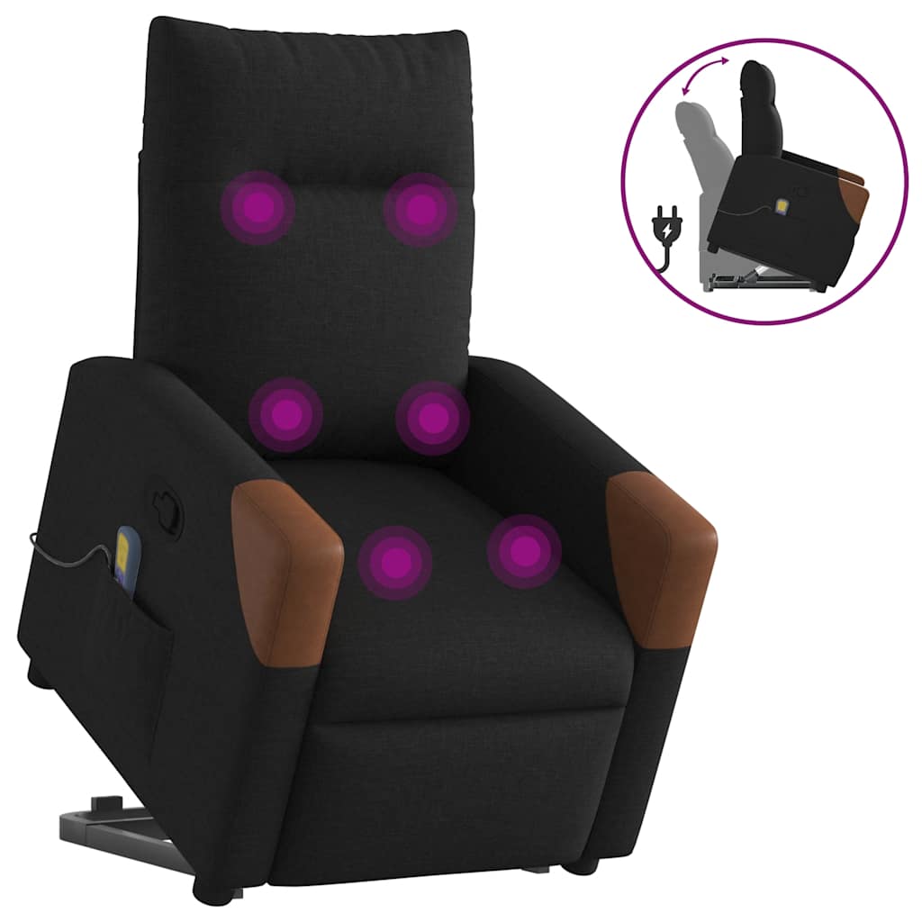 Fauteuil de massage inclinable Noir Tissu