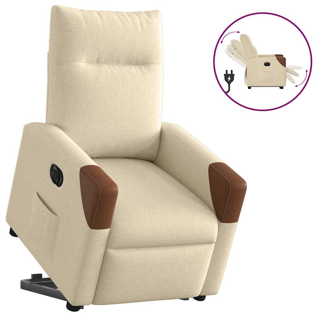 Fauteuil inclinable électrique crème tissu