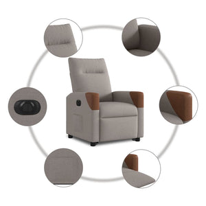 Fauteuil inclinable électrique taupe tissu