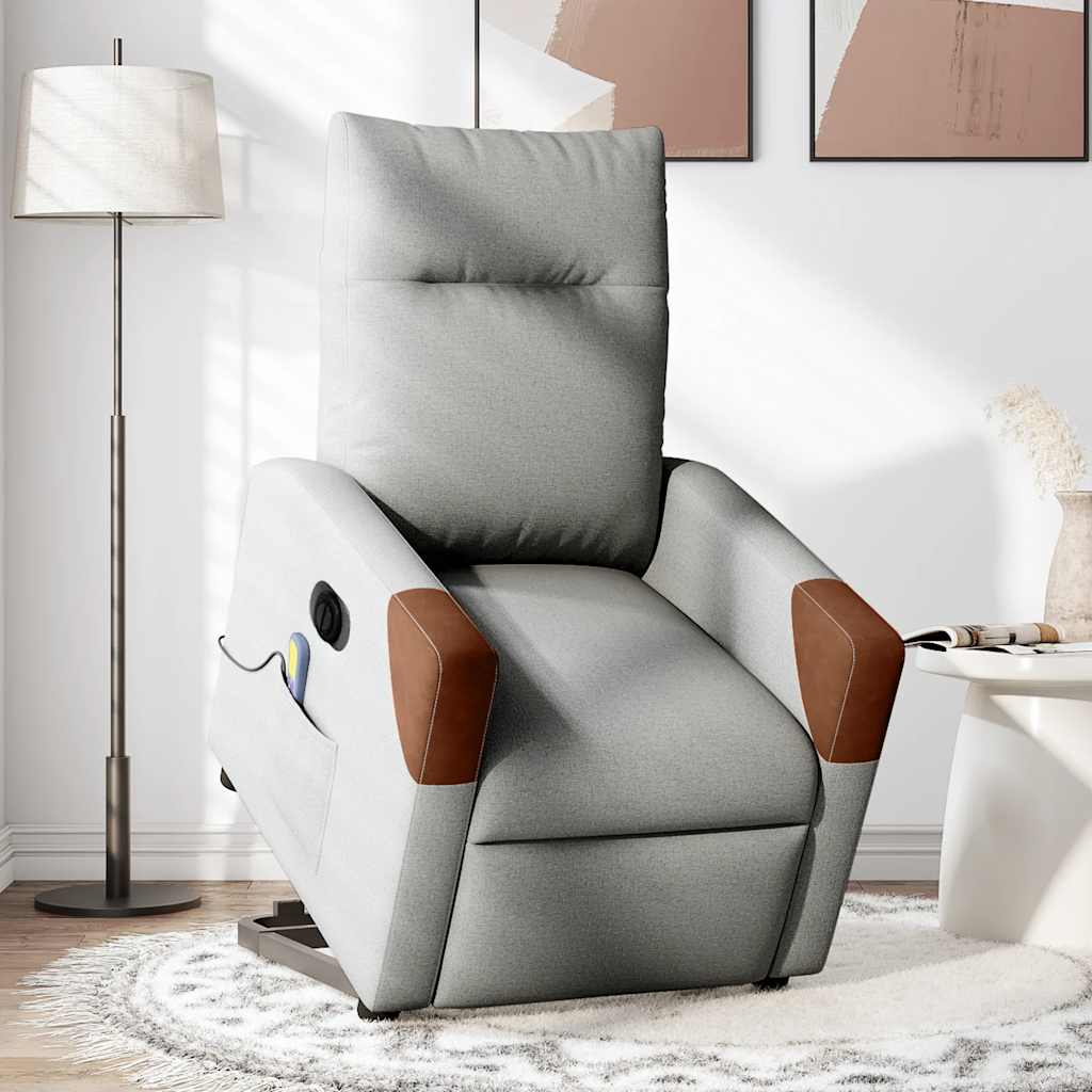 Fauteuil inclinable de massage électrique gris nuage tissu
