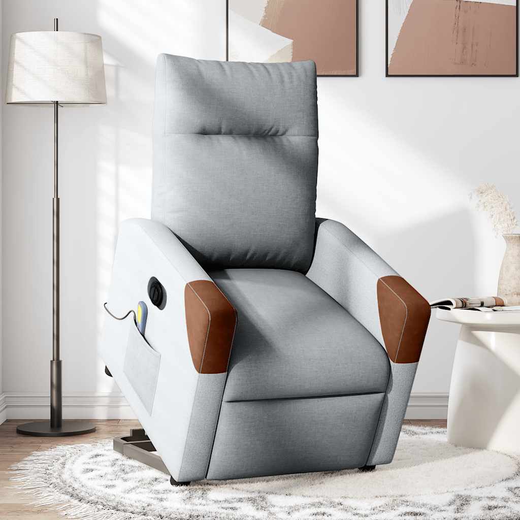 Fauteuil inclinable de massage électrique Gris clair Tissu