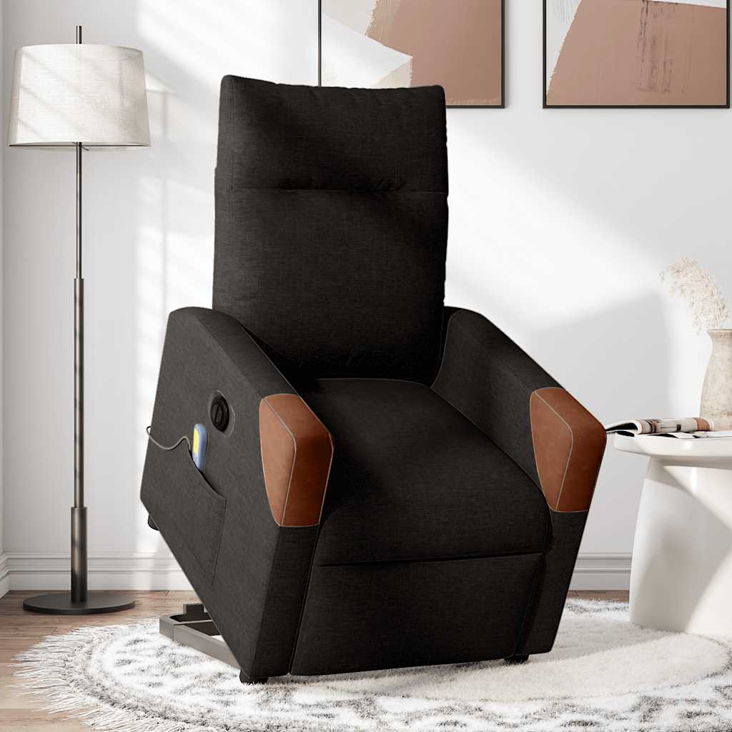 Fauteuil inclinable de massage électrique Noir Tissu