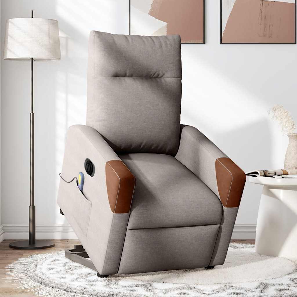 Fauteuil inclinable de massage électrique Taupe Tissu