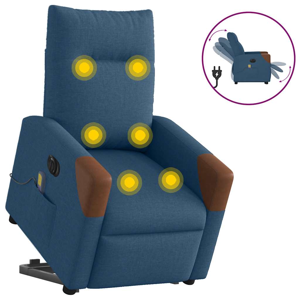 Fauteuil inclinable de massage électrique bleu tissu