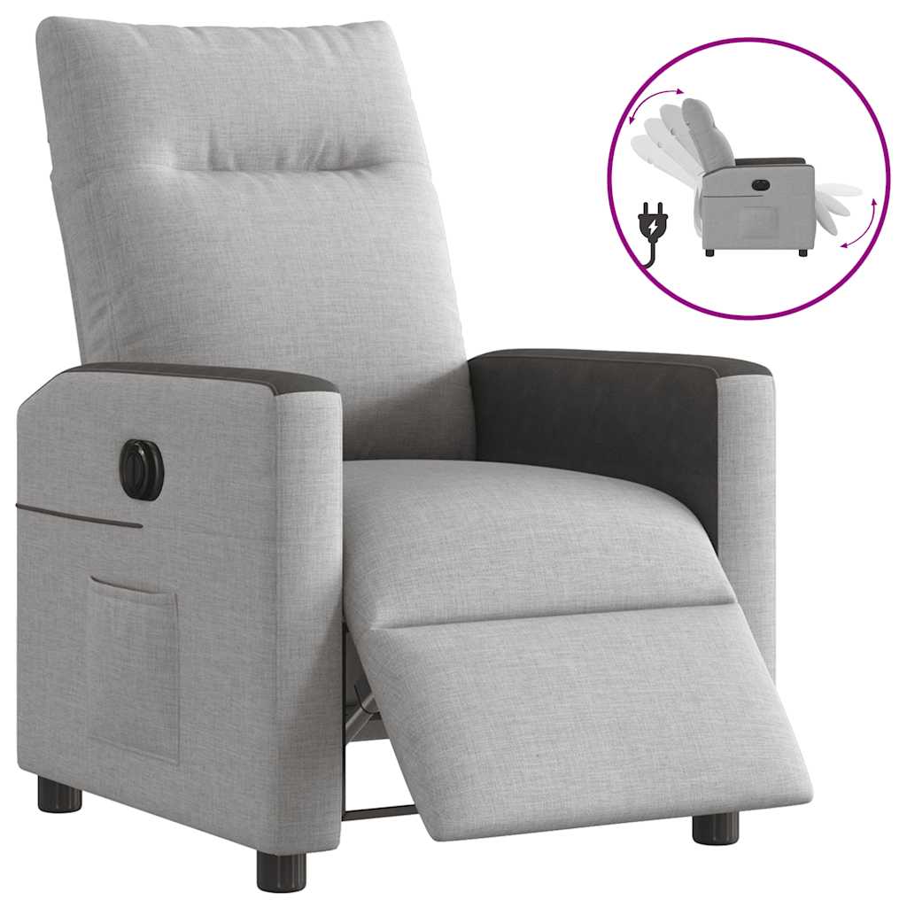 Fauteuil inclinable électrique gris nuage tissu