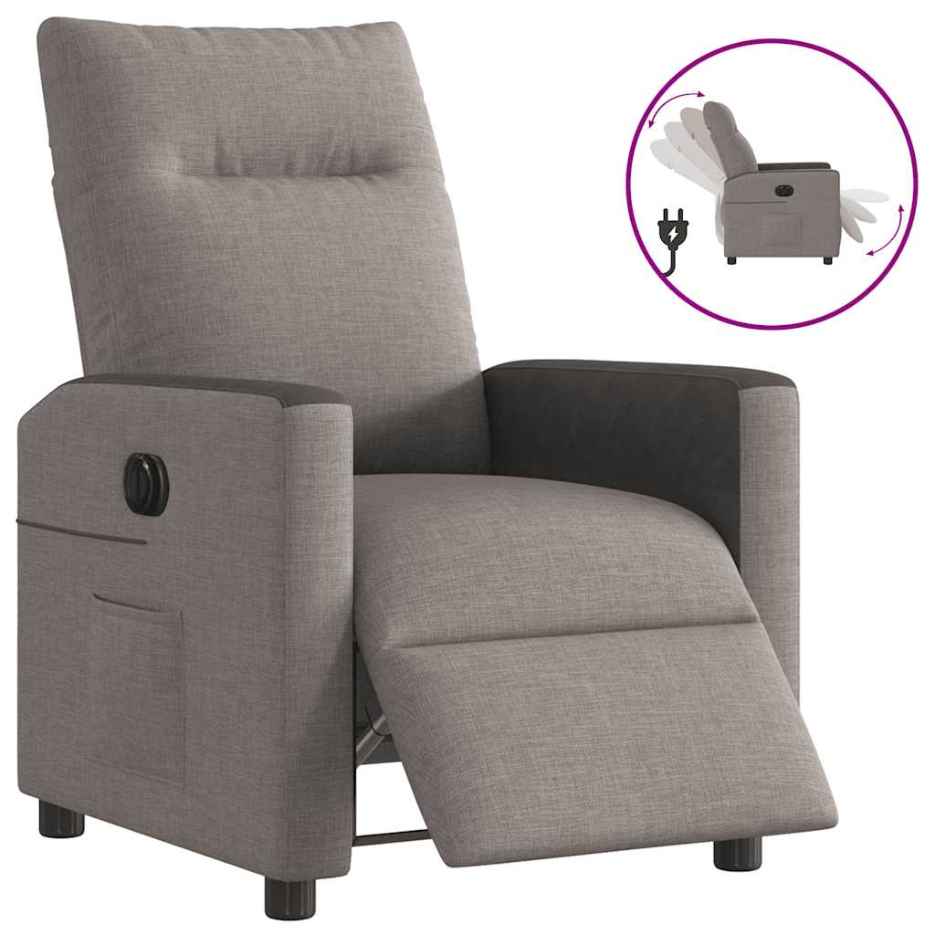 Fauteuil inclinable électrique Taupe Tissu