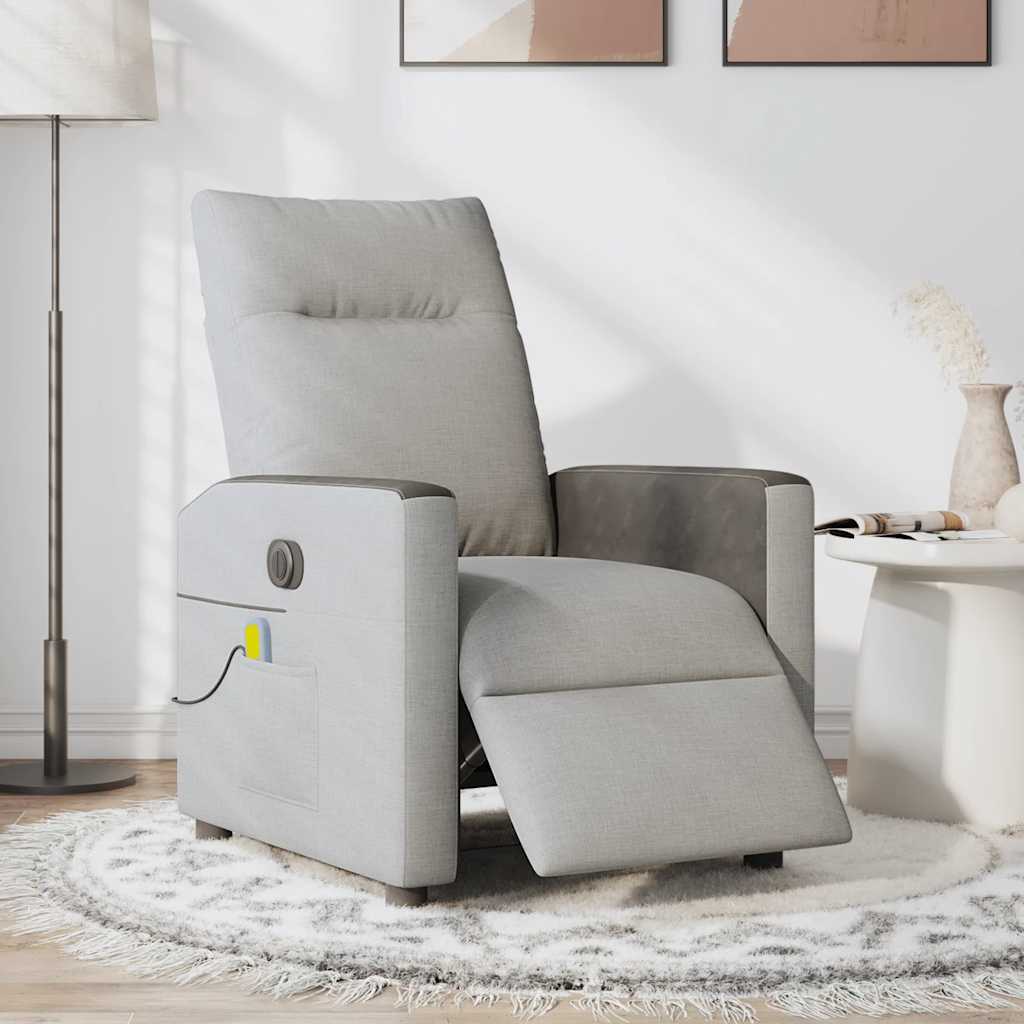 Fauteuil de massage inclinable électrique gris nuage tissu
