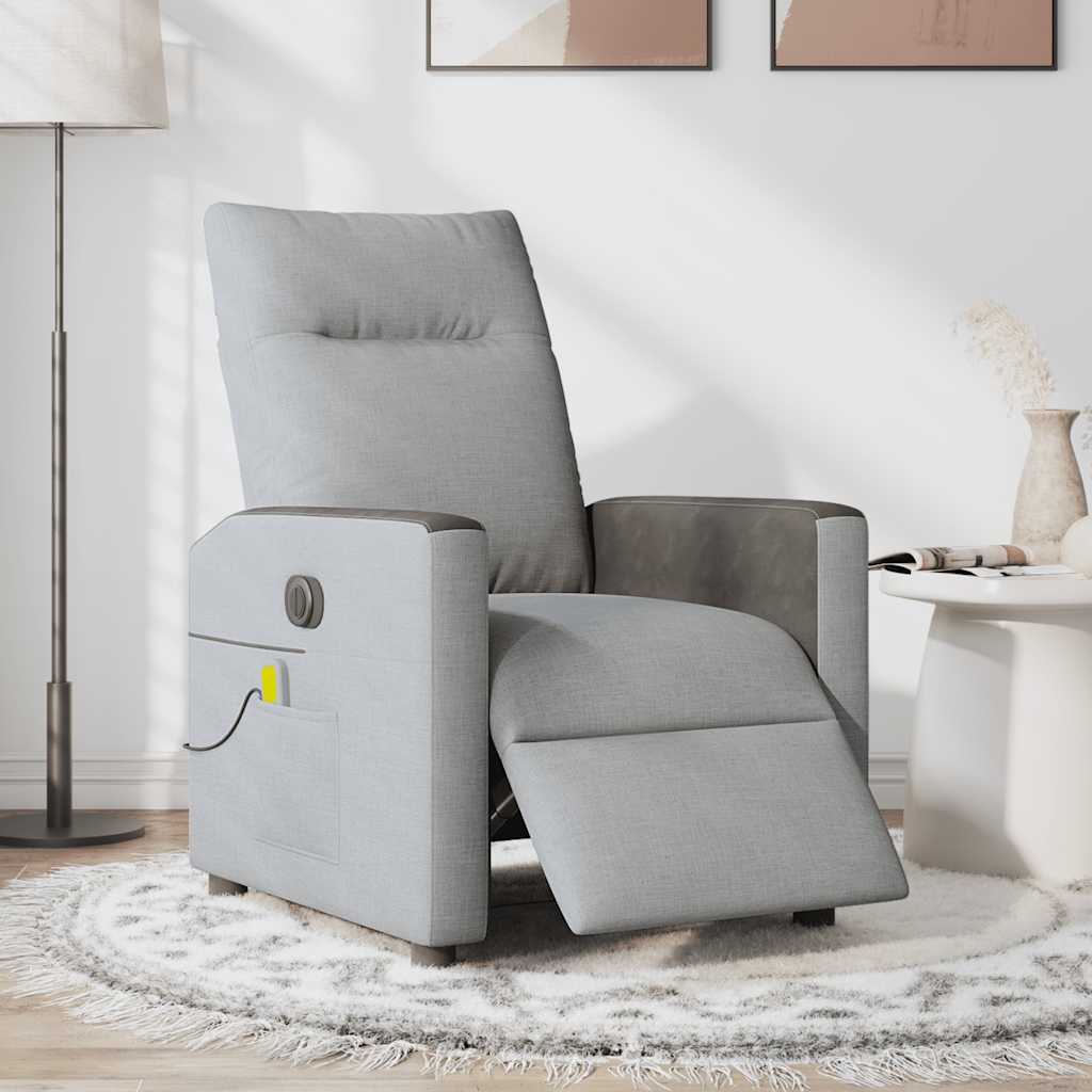 Fauteuil de massage inclinable électrique gris clair tissu
