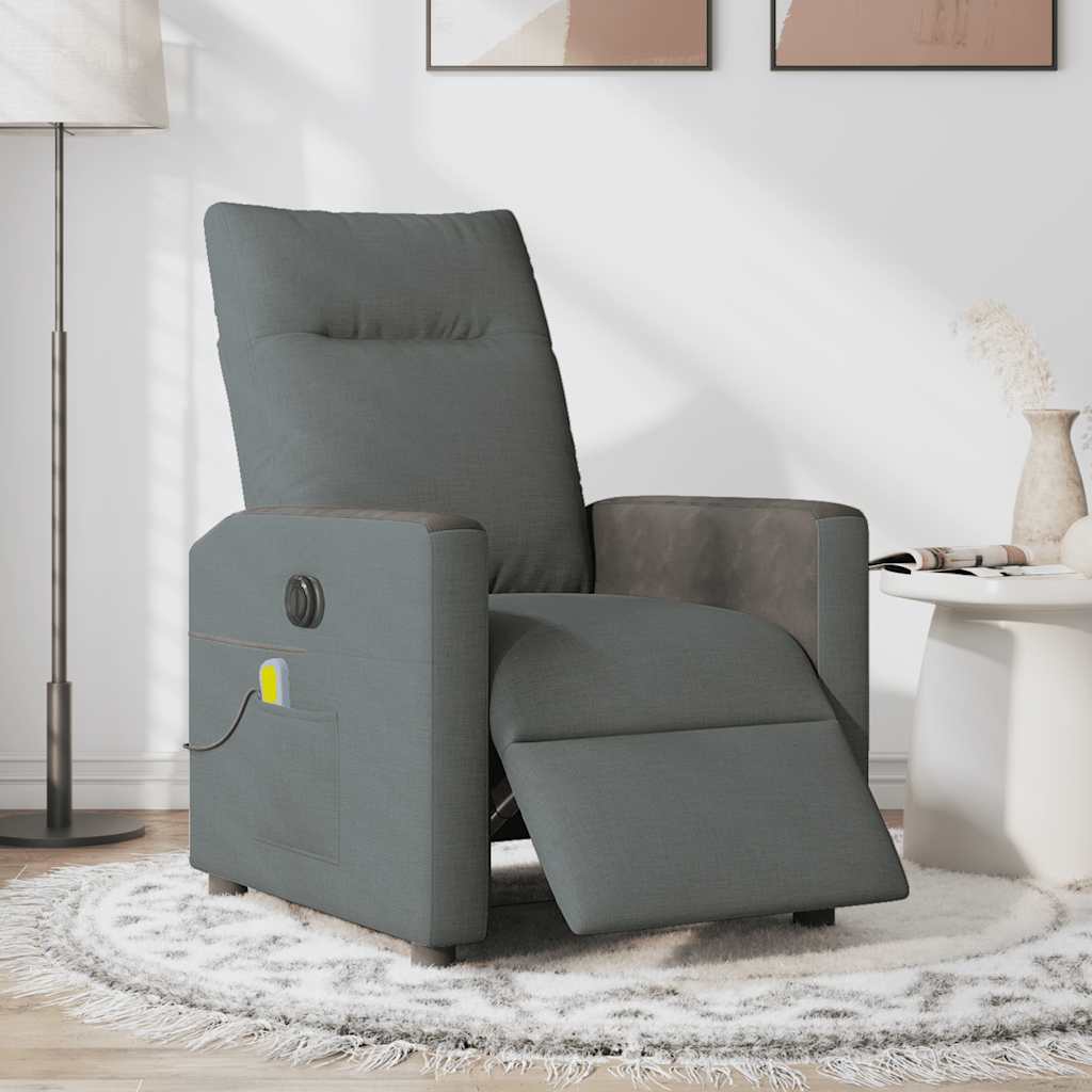 Fauteuil inclinable de massage électrique gris foncé tissu