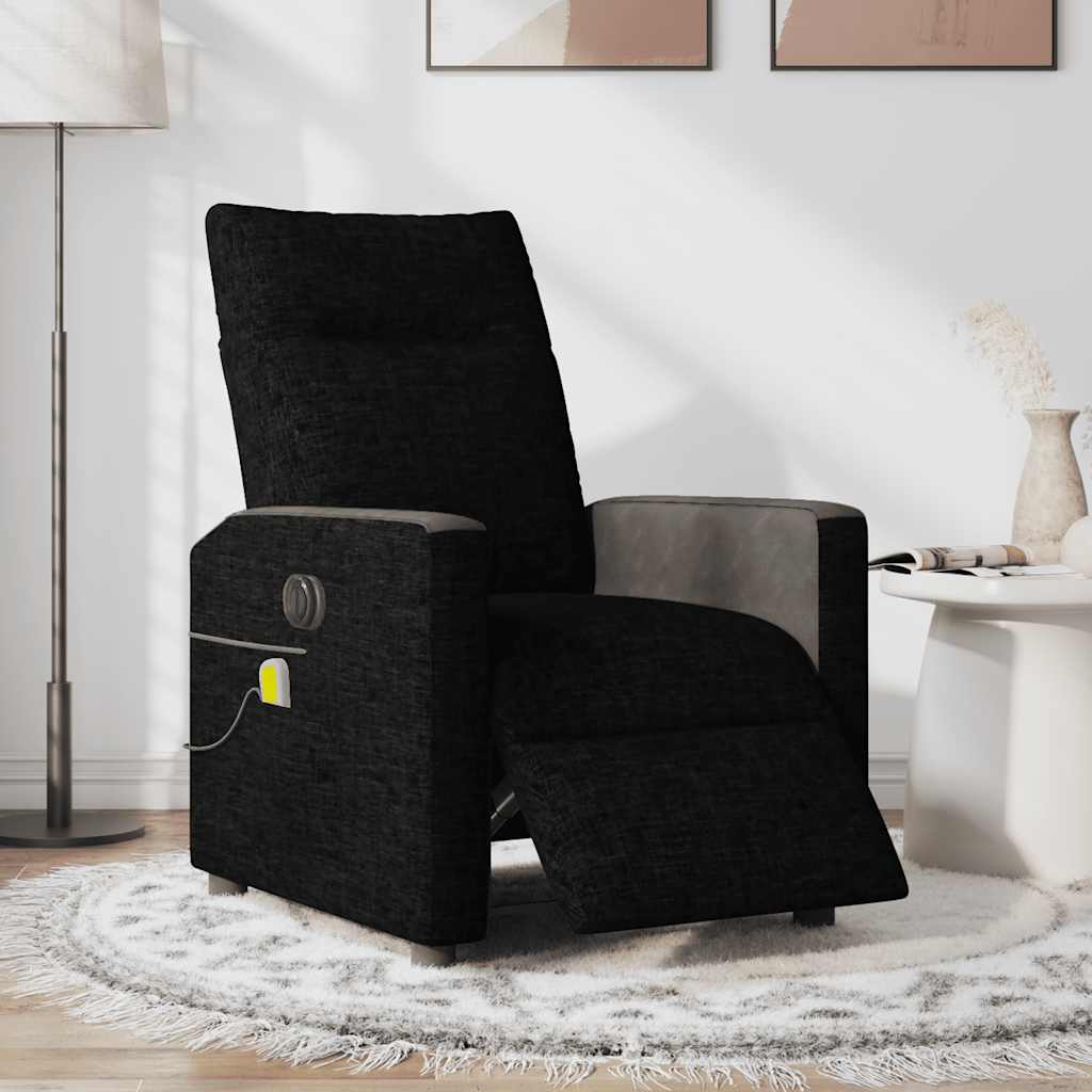 Fauteuil de massage inclinable électrique Noir Tissu