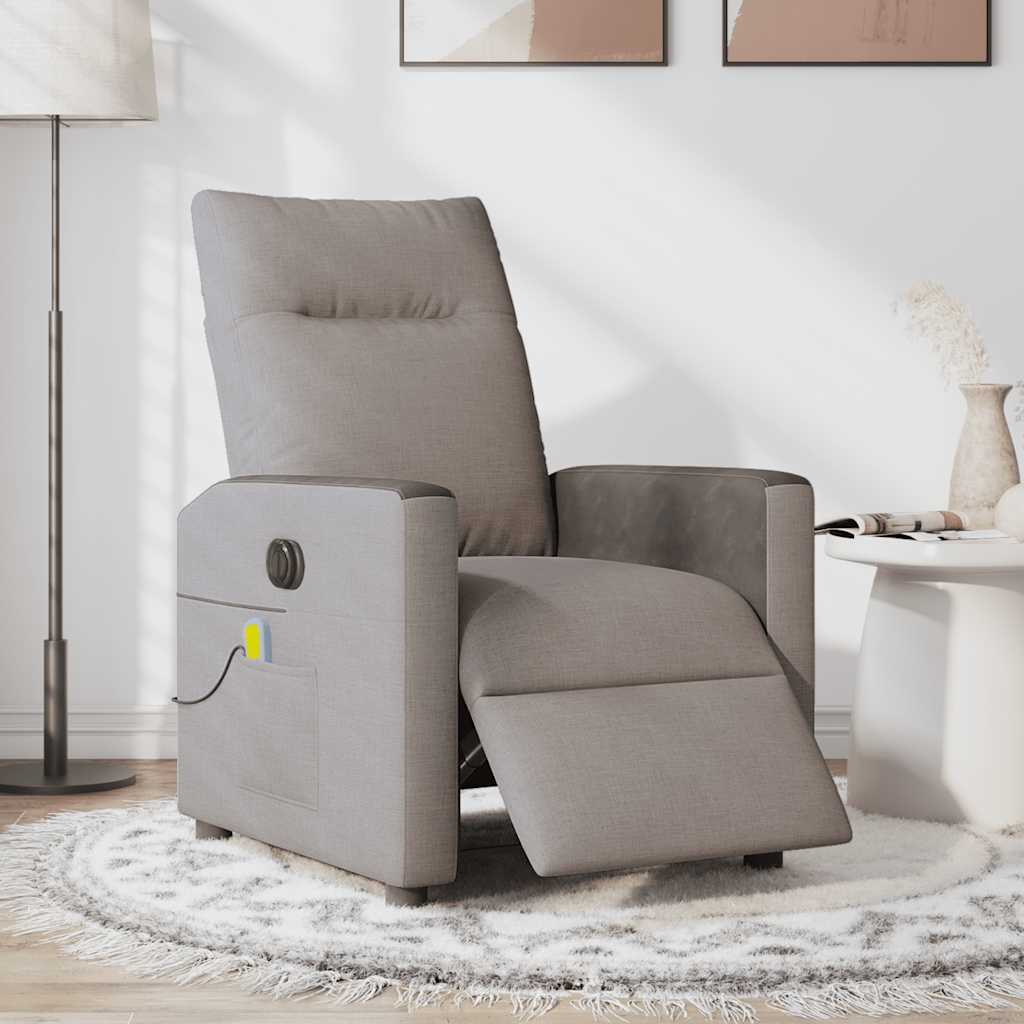 Fauteuil de massage inclinable électrique Taupe Tissu