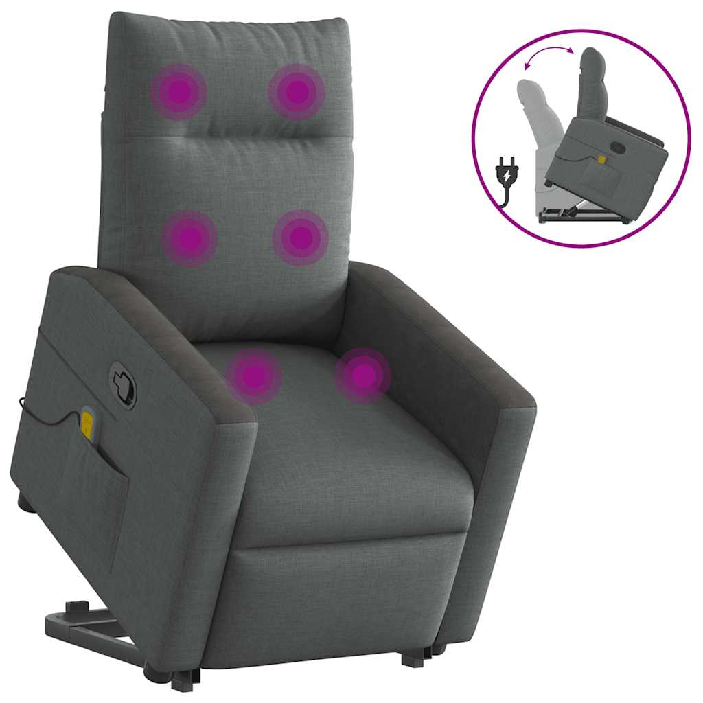 Fauteuil de massage inclinable Gris foncé Tissu