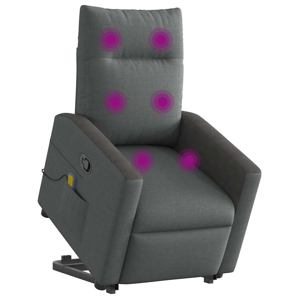 Fauteuil de massage inclinable Gris foncé Tissu