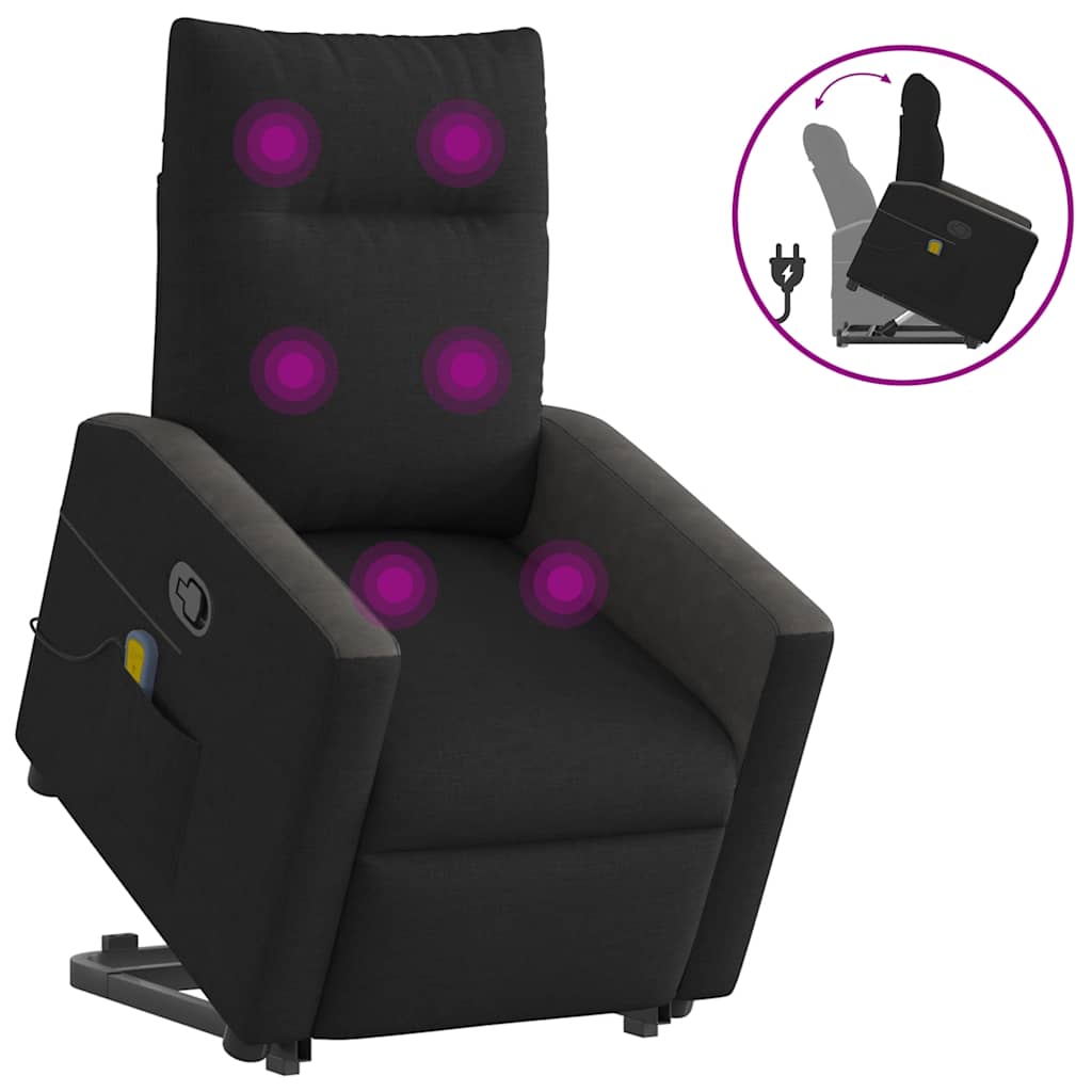Fauteuil de massage inclinable Noir Tissu