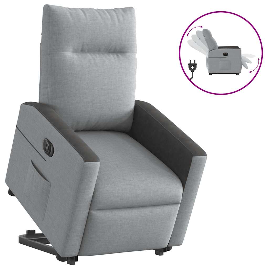 Fauteuil inclinable électrique gris clair tissu