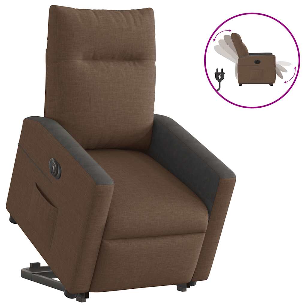 Fauteuil inclinable électrique marron tissu