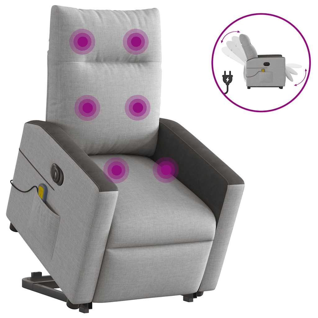 Fauteuil inclinable de massage électrique gris nuage tissu