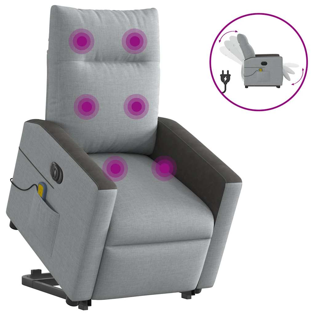 Fauteuil inclinable de massage électrique Gris clair Tissu