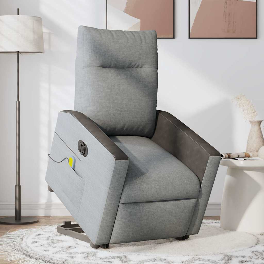 Fauteuil inclinable de massage électrique Gris clair Tissu