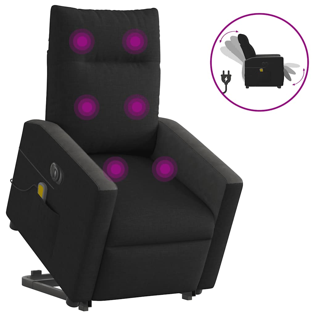 Fauteuil inclinable de massage électrique Noir Tissu