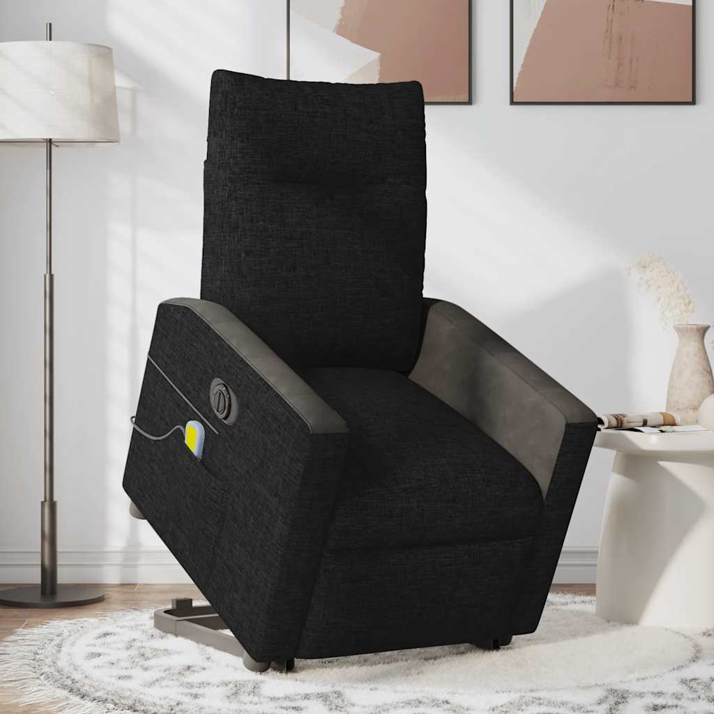 Fauteuil inclinable de massage électrique Noir Tissu