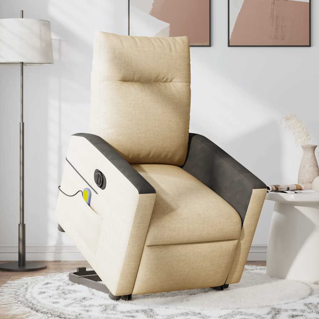 Fauteuil inclinable de massage électrique Crème Tissu