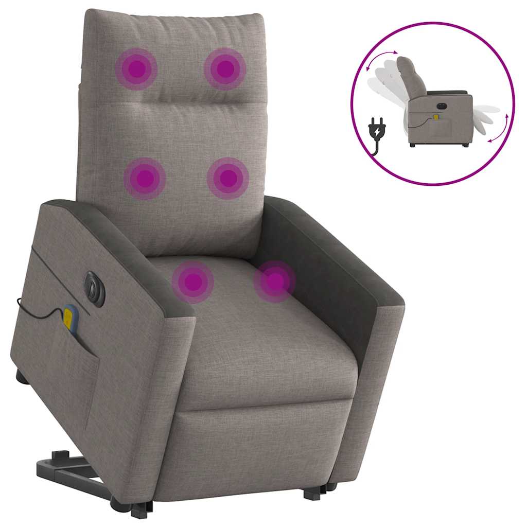 Fauteuil inclinable de massage électrique Taupe Tissu
